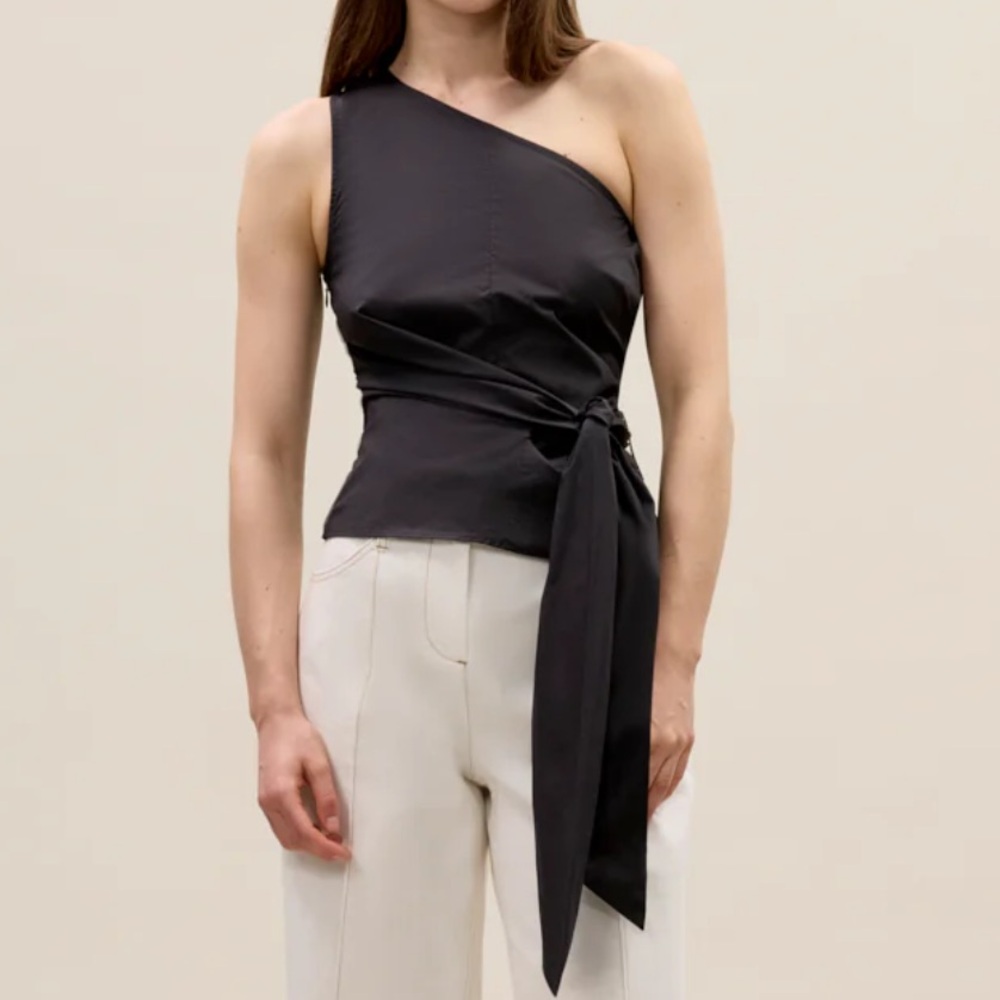 Scripted One-shoulder silhouette Top Sz Large